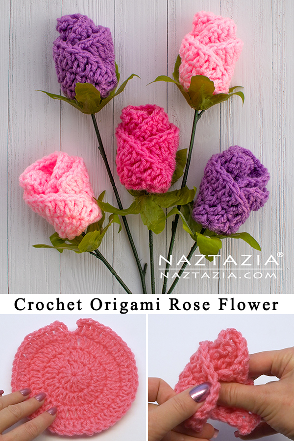 Crochet Simple Origami Rose Flower are Easy Roses and Flowers