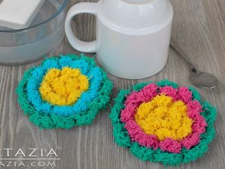 Crochet Blossom Scrubby and Scrubbies Made with Scrubbie Yarn