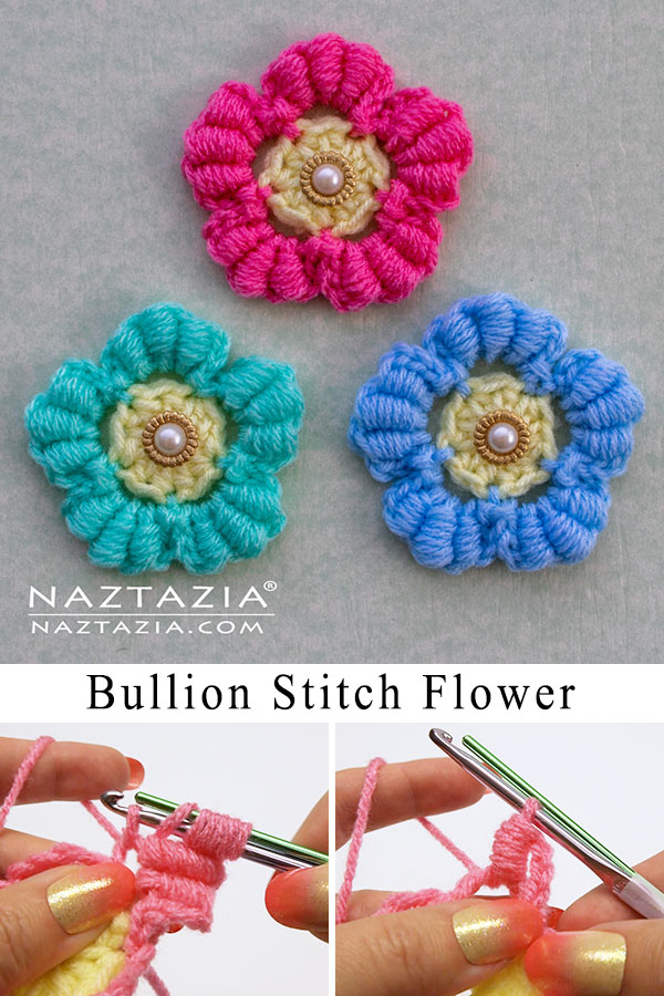 Bullion Stitch Flower Crochet Pattern Tutorial