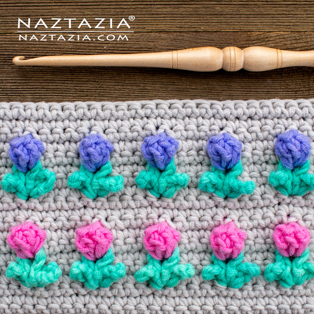 Crochet 3D Rose Bud Stitch - Naztazia