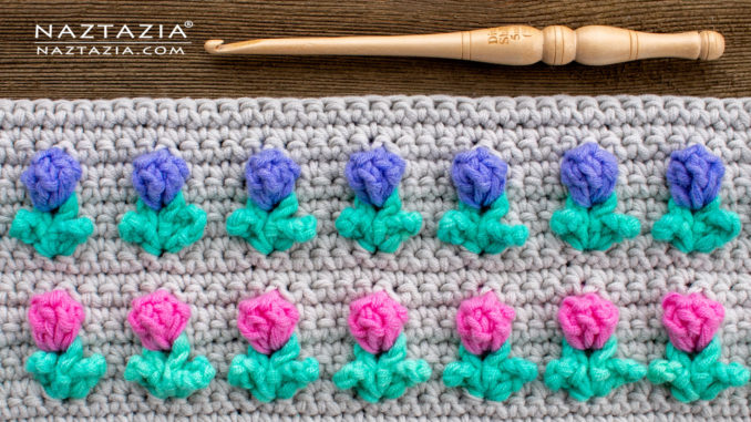 Crochet 3D Rose Bud Flower Stitch Pattern