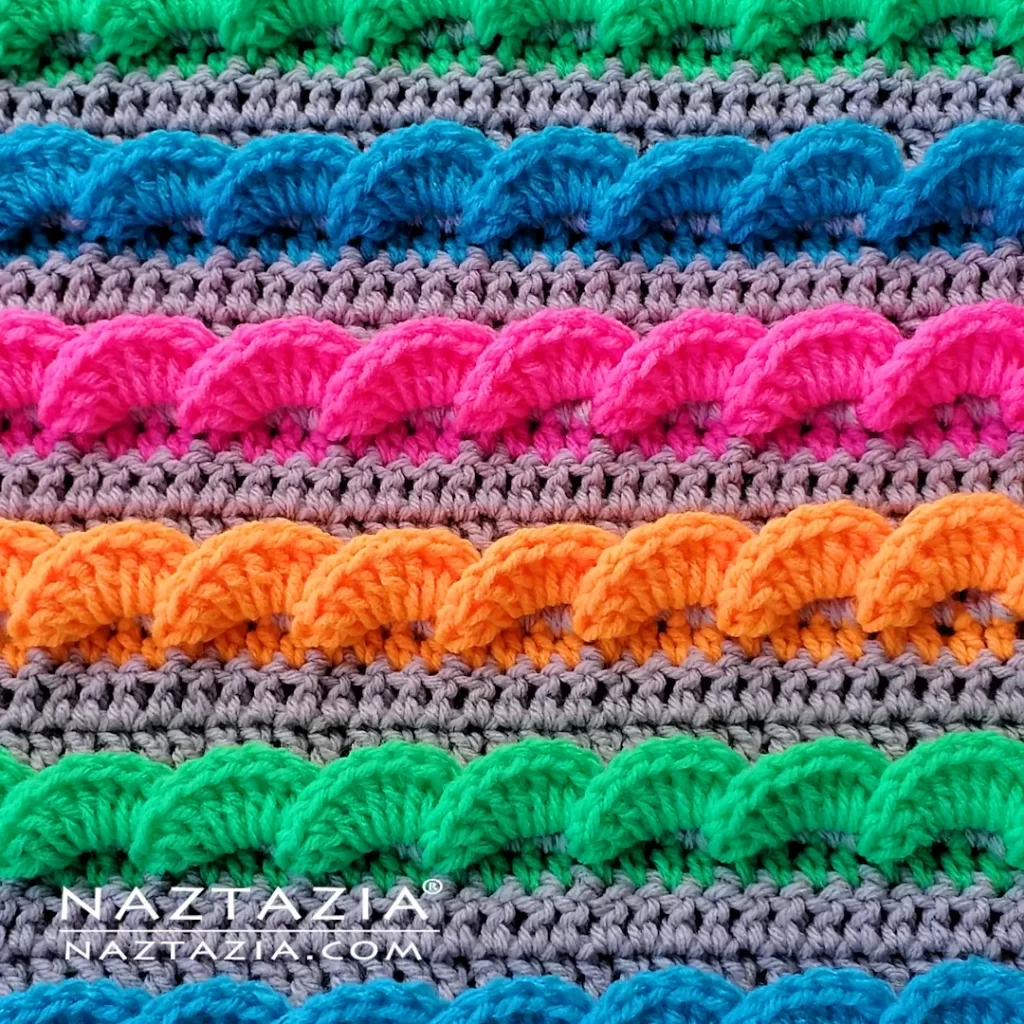 Crochet 3D Wavy Shell Stitch Pattern by Donna Wolfe from Naztazia