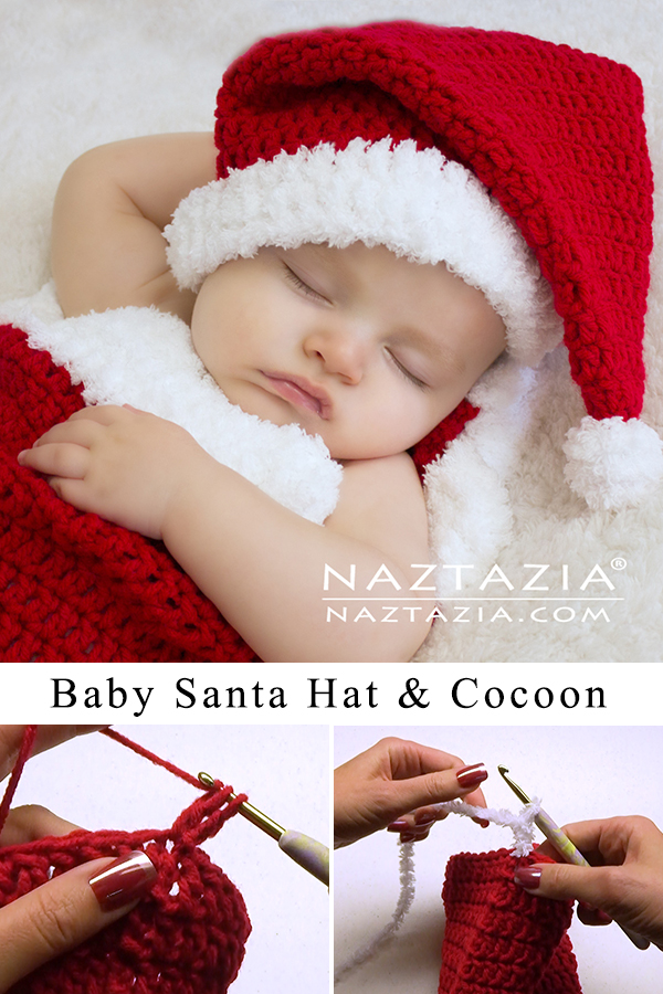 Crochet Baby Christmas Santa Claus Hat and Cocoon Outf