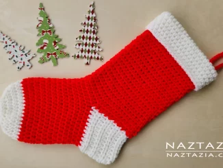 Crochet Christmas Stocking Written Pattern and Video Tutorial by Donna Wolfe from Naztazia