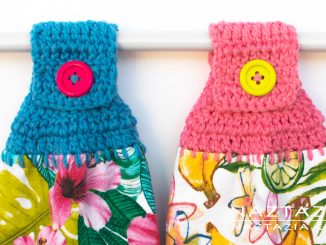 Classic Crochet Hanging Kitchen Towel Holder Made with Folded Towels and Two Strands of Yarn for Extra Strength and Durability