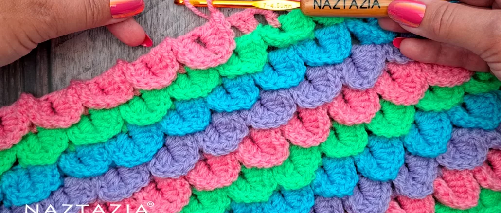 Crochet Crocodile Stitch Written Pattern and Video Tutorial by Donna Wolfe from Naztazia