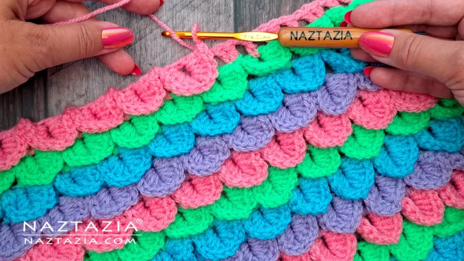 Crochet Crocodile Stitch Written Pattern and Video Tutorial by Donna Wolfe from Naztazia