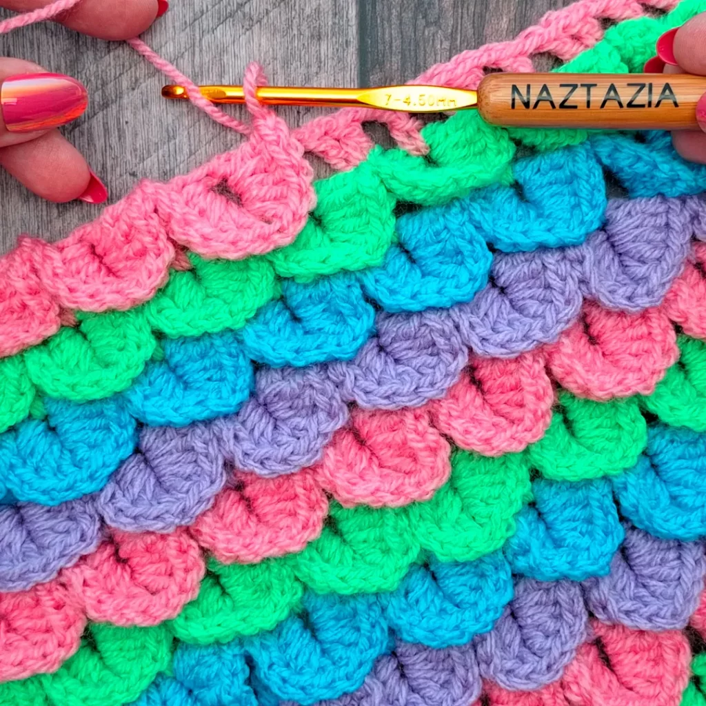 Crochet Crocodile Stitch Written Pattern and Video Tutorial by Donna Wolfe from Naztazia