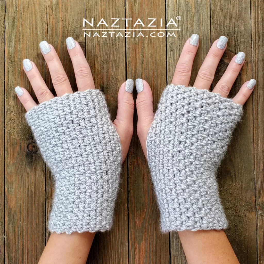 Crochet Fingerless Gloves Mitts Video Tutorial and Written Pattern by Donna Wolfe from Naztazia