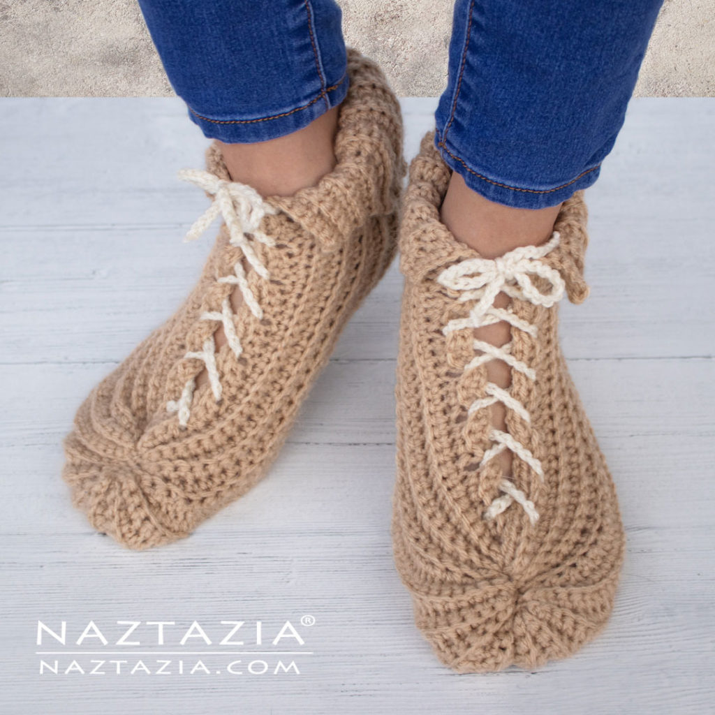 fornærme flyde interview Crochet Lace Up Slippers - Naztazia ®
