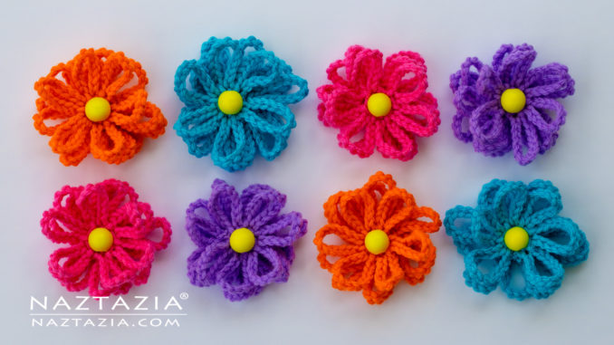 Crochet Easy Loop Flower Pattern and Video Tutorial