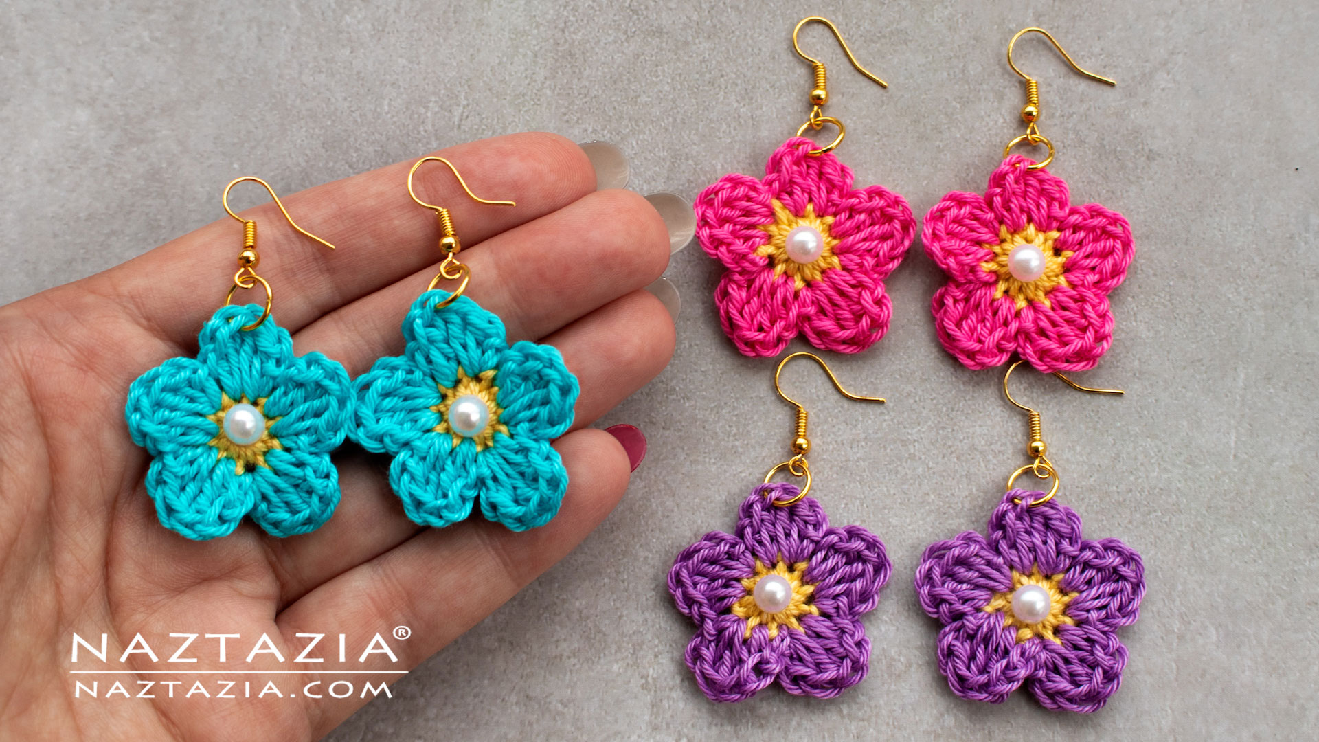Crochet Flower Earrings - Naztazia