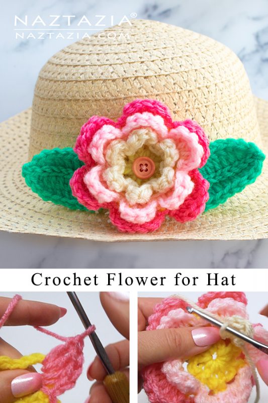 How to Crochet Flower for a Hat Naztazia