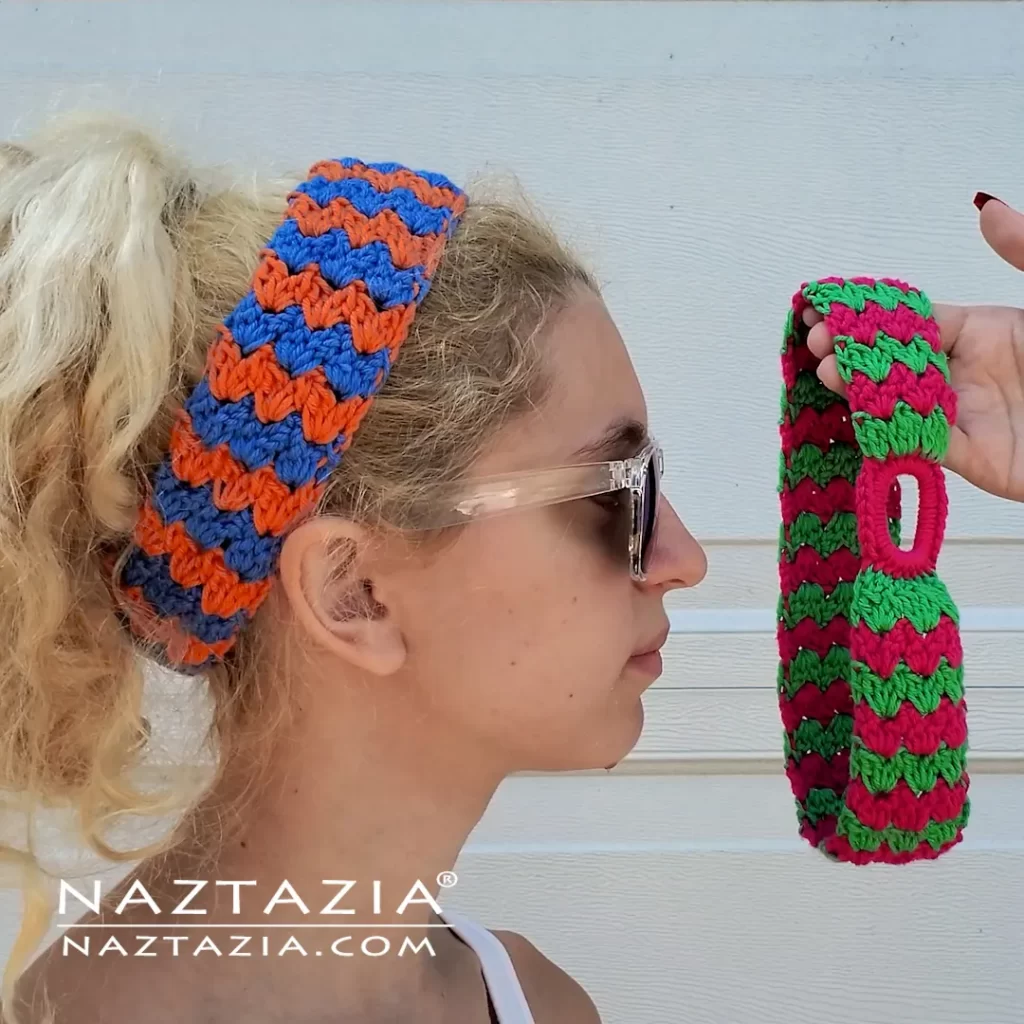 Crochet Headband with Hair Elastic Tutorial Video and Written Pattern