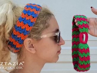 Crochet Headband with Hair Elastic Written Pattern and Tutorial Video