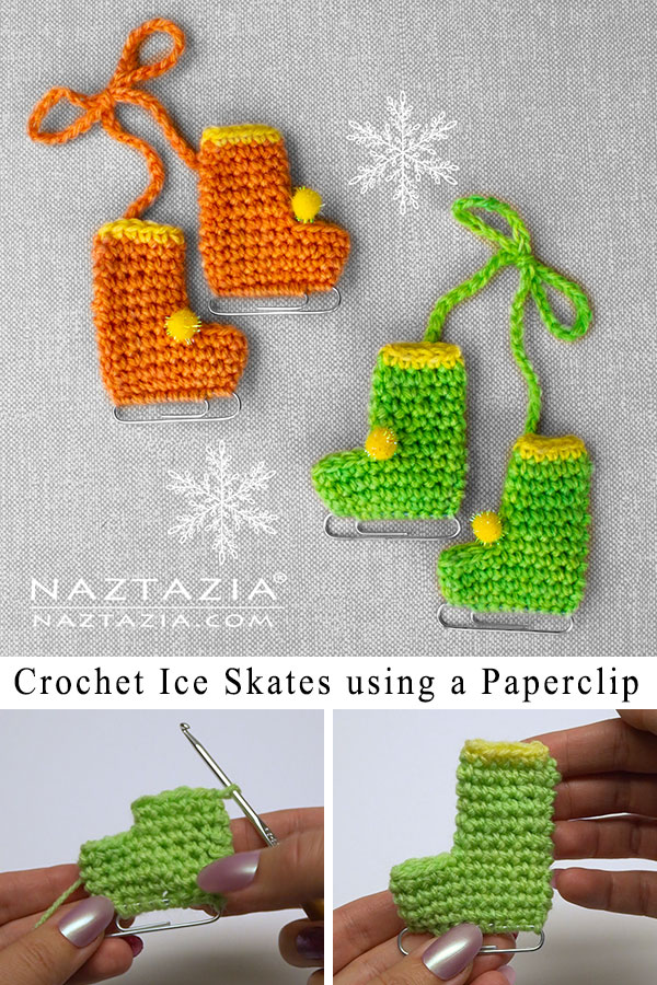 Crochet Ice Skates with a Paperclip Pattern