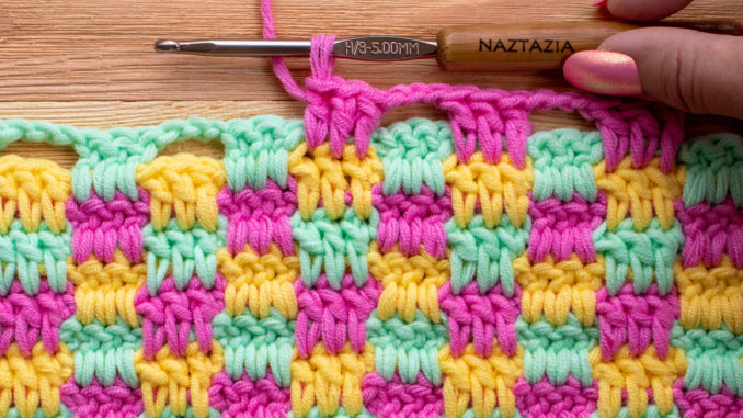 Crochet Mini Check Plaid Stitch Pattern DIY Tutorial