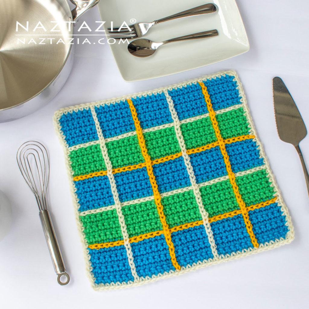 Crochet Plaid Dishcloth