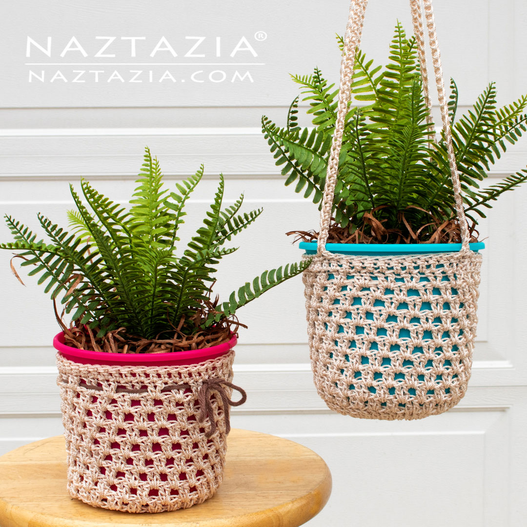 How to Crochet Plant Holder and Hanger - Naztazia