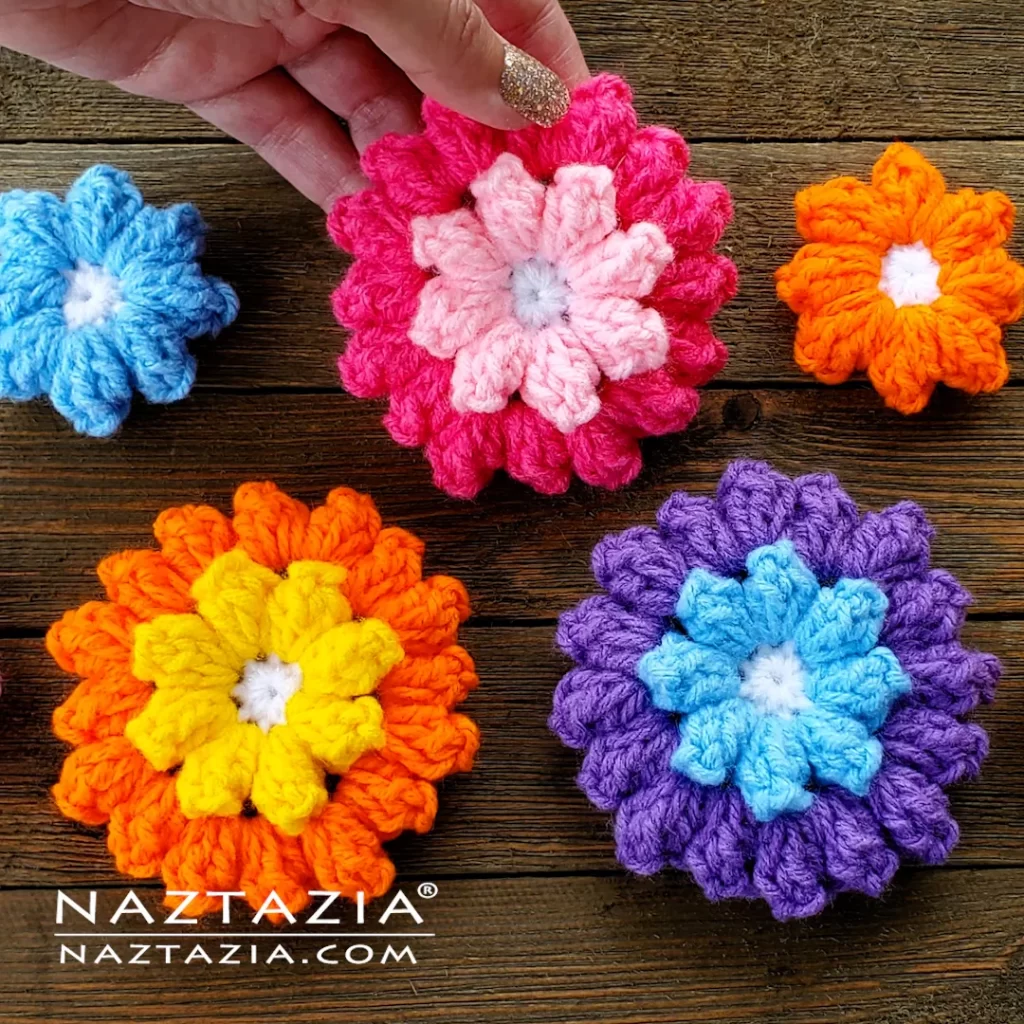 Crochet Popcorn Flower Pattern and Video Tutorial