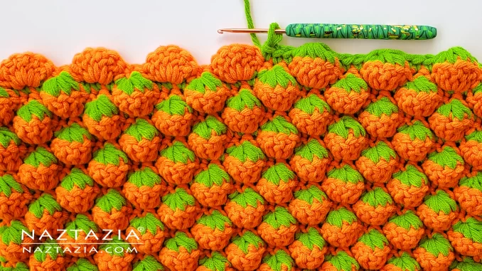 Crochet Pumpkin Stitch Video Tutorial and Written Pattern by Donna Wolfe from Naztazia