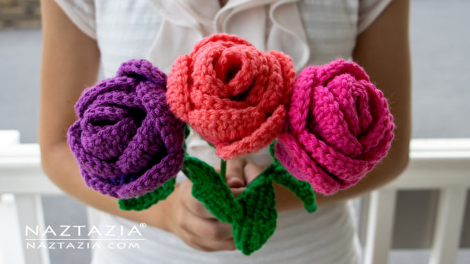 Crochet Rose Flower Bouquet Tutorial