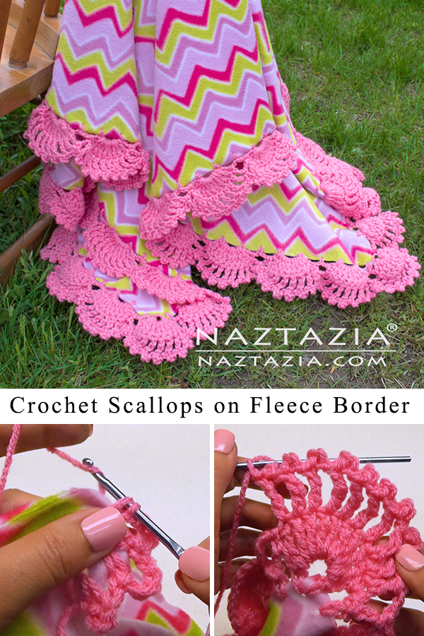 How to Crochet Scallops on Fleece Border Edging Naztazia