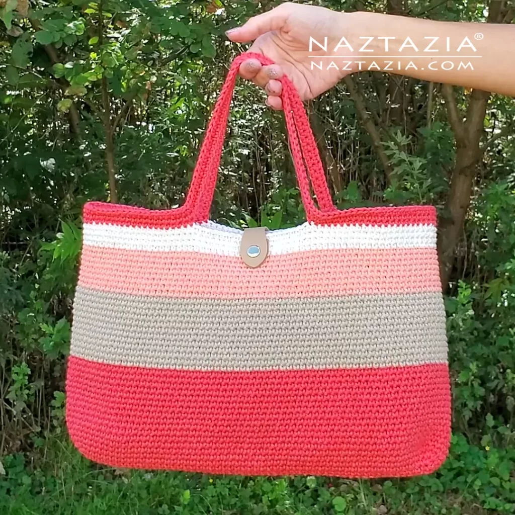 Crochet Tote Bag Video Tutorial and Written Pattern by Naztazia