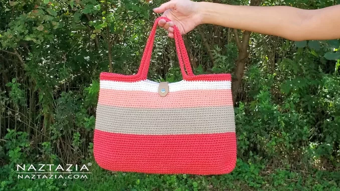 Crochet Tote Bag Written Pattern and Video Tutorial by Naztazia