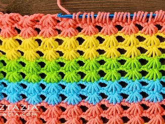 Tunisian Crochet Easy Shell Stitch Pattern and Tutorial Video by Donna Wolfe from Naztazia