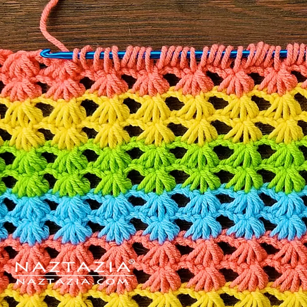 Tunisian Crochet Easy Shell Stitch Pattern and Tutorial Video by Donna Wolfe from Naztazia