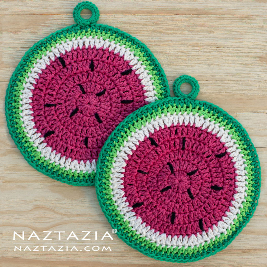 Crochet Watermelon Pad for the Kitchen Pattern