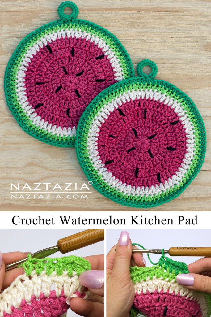 Crochet Watermelon Pad for the Kitchen Pattern