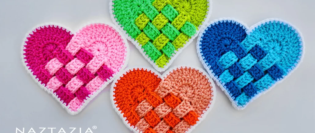 Crochet Woven Heart Pattern and Video by Donna Wolfe from Naztazia