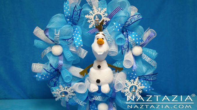 Frozen Inspired Wreath Made with Deco Mesh and Olaf Ty Beanie Babies