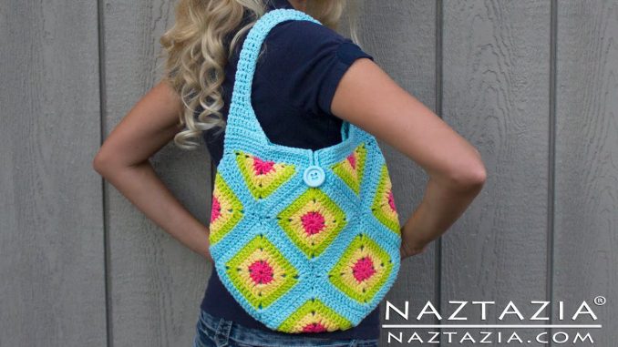 Crochet Granny Square Tote Bag Purse