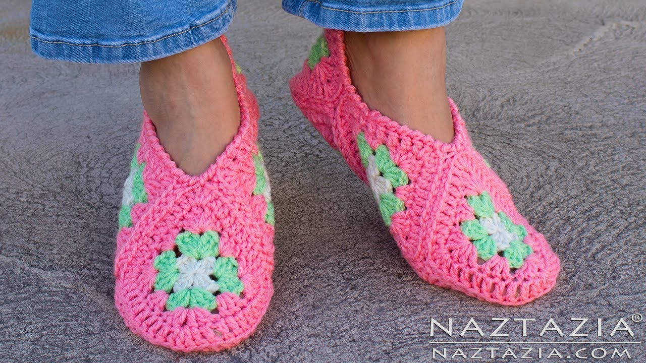 Granny Square Crochet Slippers Free Patterns
