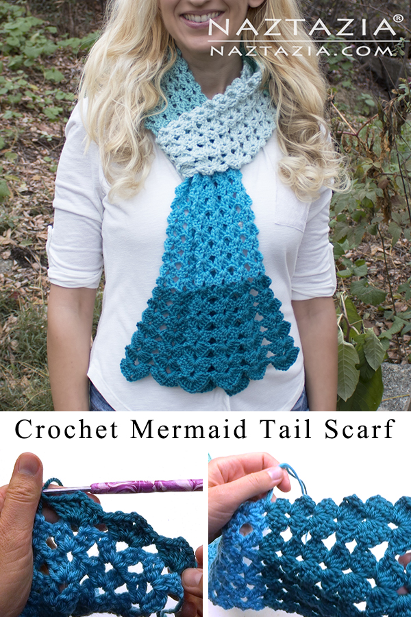 Crochet Mermaid Tail Scarf with Flared Border Edging