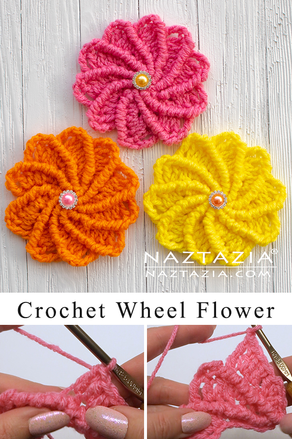 Crochet Wheel Flower with Spinning Petals