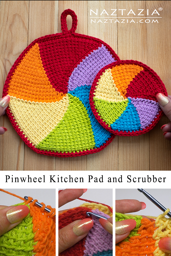 Crochet Pinwheel Kitchen Pad and Scrubber Set Tutorial