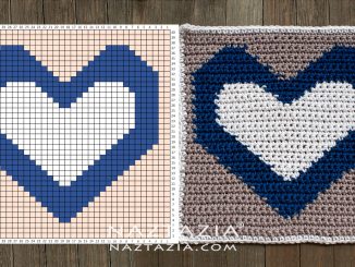 Crochet Reversible Heart Square for Picture Graph Chart Blanket and Graphghan