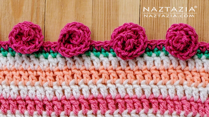 Rolled Rose Crochet Edging Pattern and Tutorial