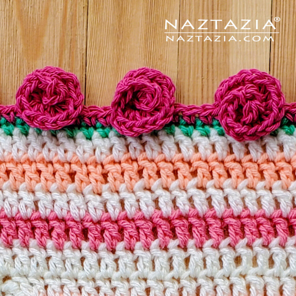 Rolled Rose Crochet Edging Pattern and Tutorial