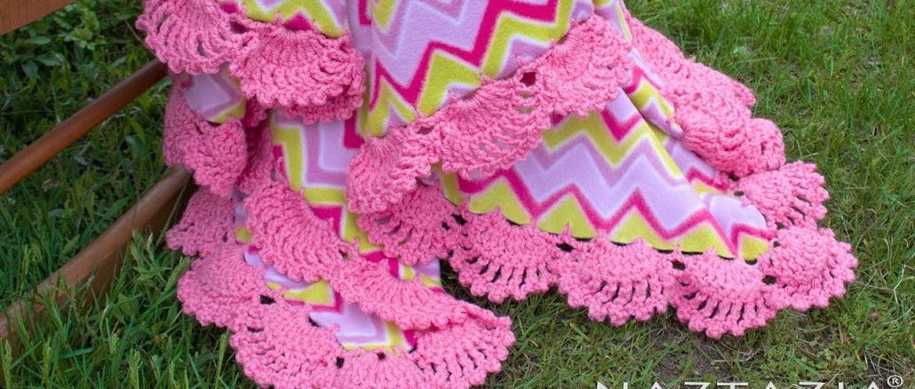 Crochet Scallops on Fleece Blanket Edging