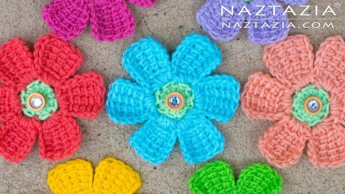 Crochet Simple Tunisian Flower and Flowers with Petals Made with Tunisian Crochet