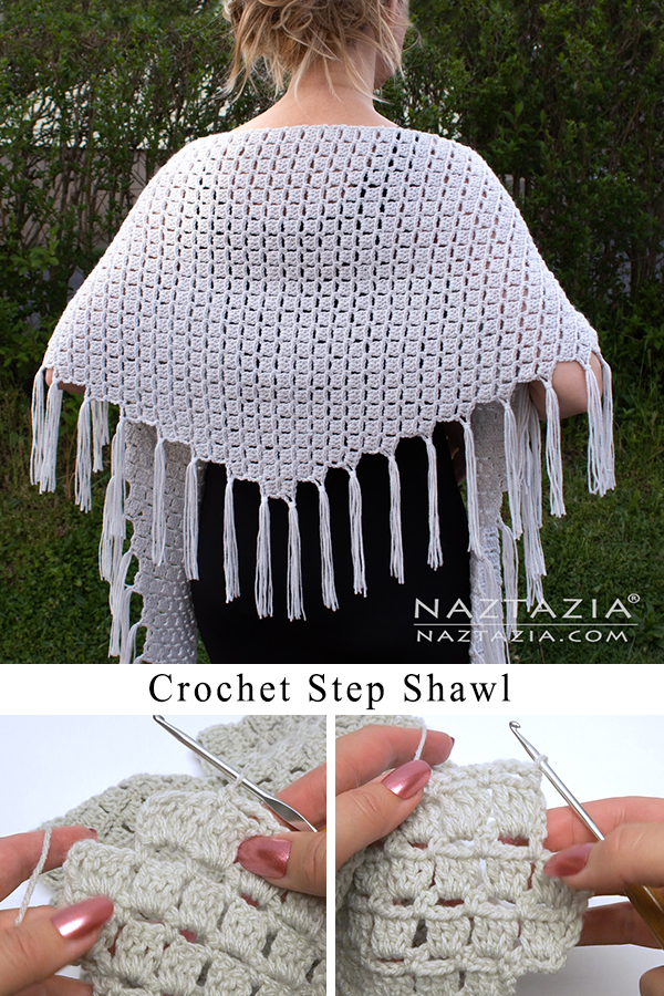 Crochet Step Shawl - Side to Side Wrap Shawlette