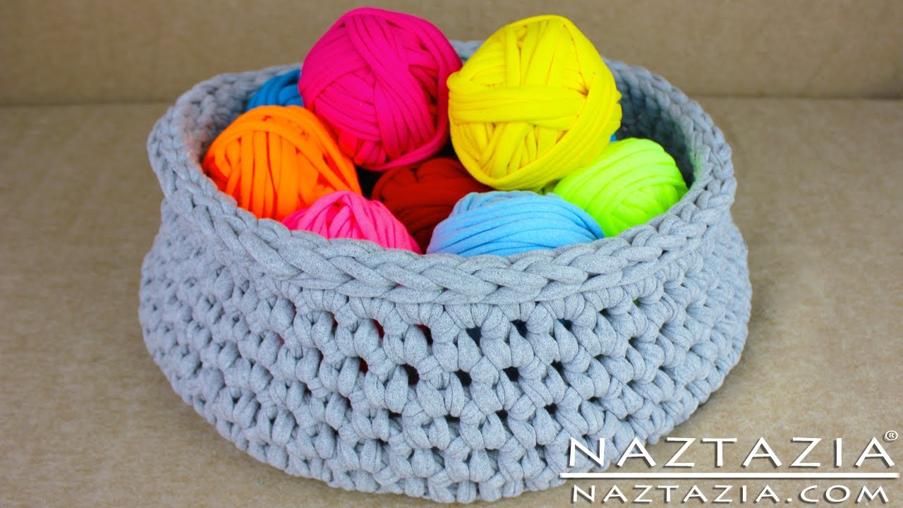 How To Make T Shirt Yarn And Crochet A Basket Naztazia