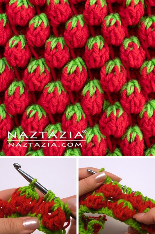 Tunisian Crochet Strawberry Stitch - Naztazia