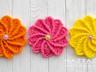 Crochet Wheel Flower with Spinning Petals