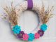 Yarn Wrapped Wreath with Crochet Flowers for Wall and Door Decor
